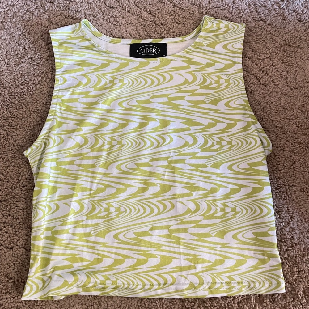 Cider Green and White Halter Tank